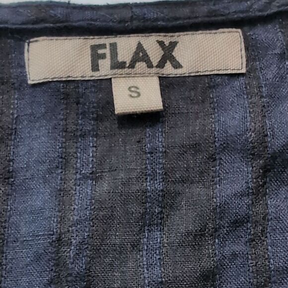 Flax  Navy Black Striped Sleeveless Midi Shift Dress S - Picture 3 of 7